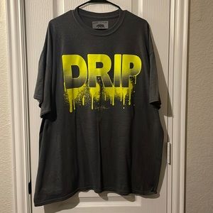 XXL Ring Of Fire Drip Comfort Graphic T-Shirt Gray and Yellow